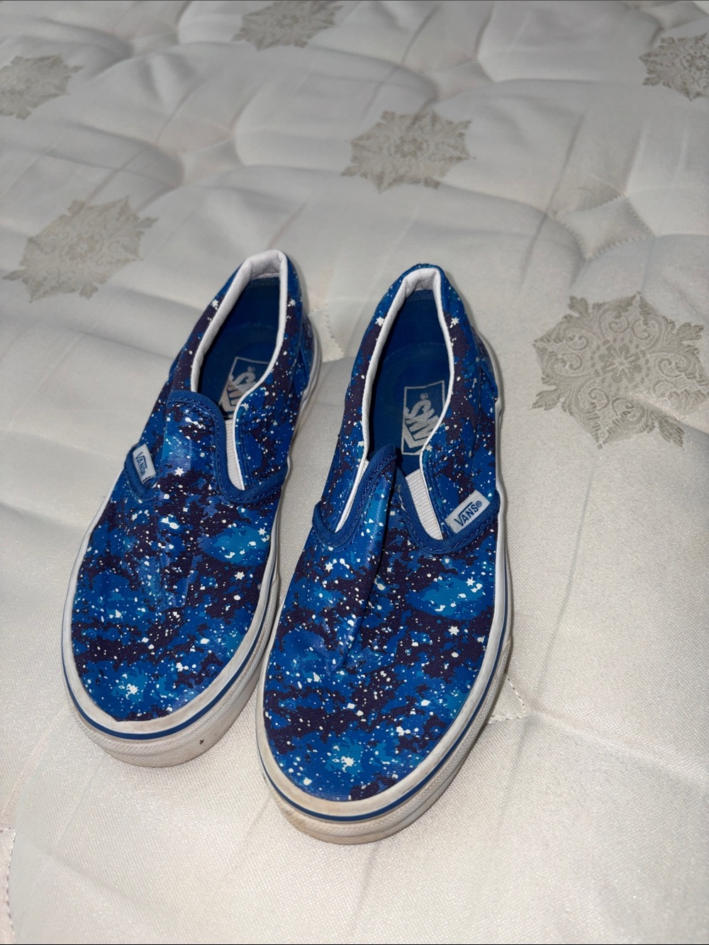 Vans Slip-On Sneakers in Blue and White Galaxy Print